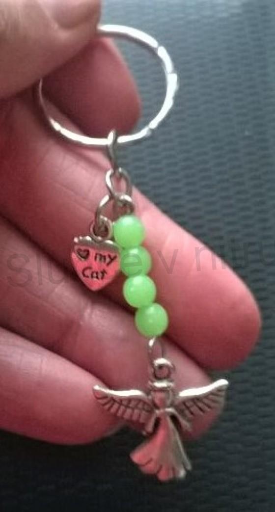 Přívěsek na klíče - anděl, srdce a luminus kuličky (H280)