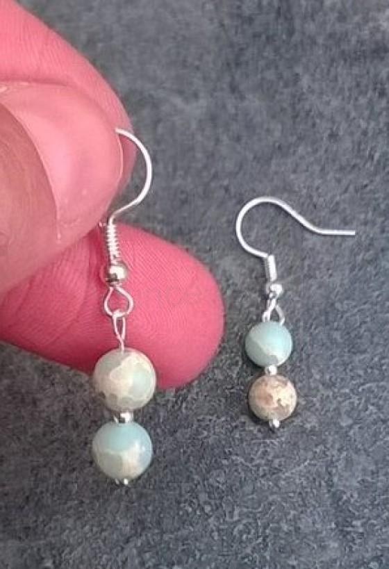 Minerální Serpentinové náušnice platinové (X682)