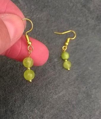 Minerální olivínové náušnice zlaté (X698)