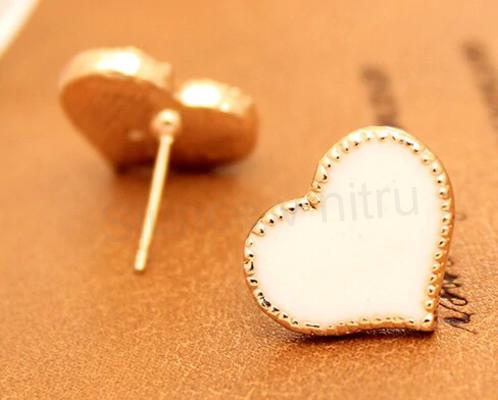Puzetové náušnice Srdce bilé (BB92)