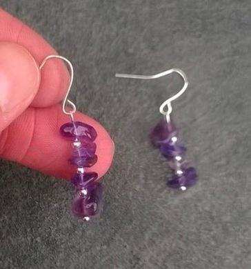 Minerální ametystové náušnice stříbrné (X703)