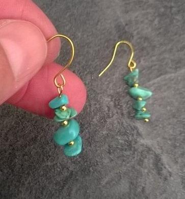 Minerální Tyrkenitové náušnice zlaté (X705)