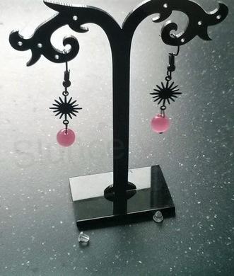 Minerální náušnice slunce a kočičí oko - černé (X714)