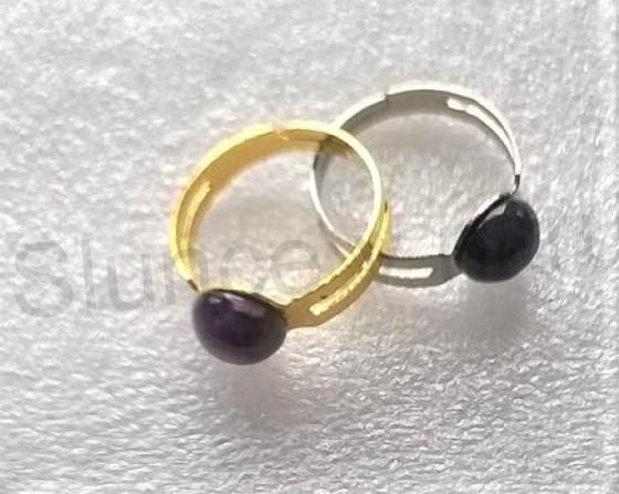 Nastavitelný minerální prsten ametyst 8,3 x 8,3 mm (X729)