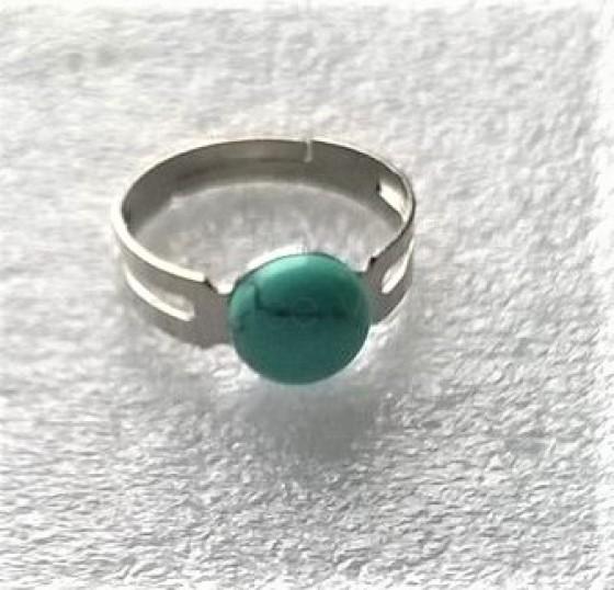 Nastavitelný minerální prsten tyrkenit velikost 52 platinový (X734)