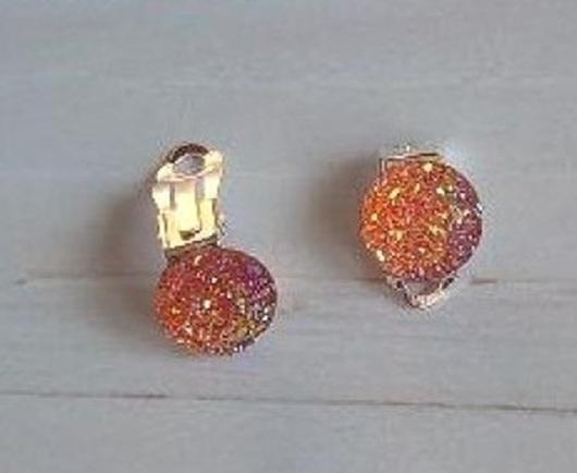Náušnice klipsy oranžové měnicí (BB594)