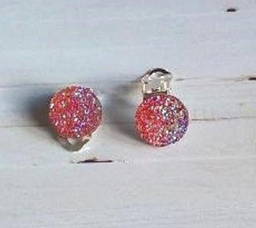 Náušnice klipsy fialovo oranžové měnicí (BB597)