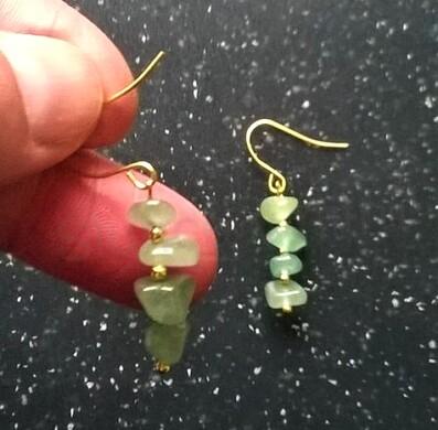 Minerální  náušnice aventurin (X749)