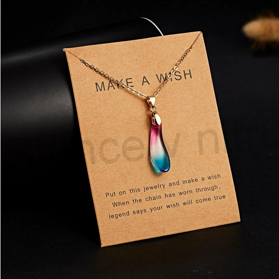 Náhrdelník s přívěškem duhové kapky, vody (BD498)