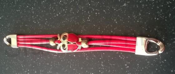 Pletený kožený náramek Sova červený (BC503)