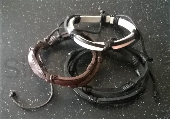 Kožený náramek nastavitelný pletený hnědý (BC510)