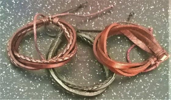 Kožený náramek nastavitelný pletený (BC514)