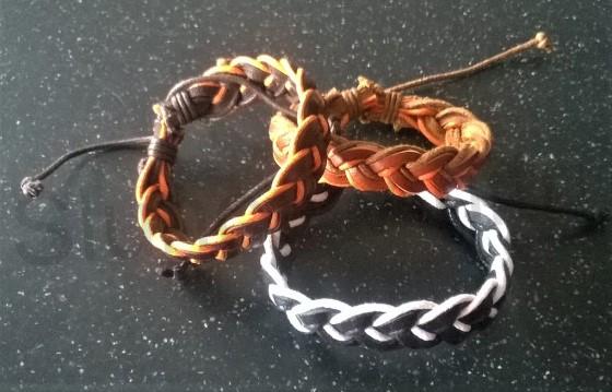 Kožený náramek nastavitelný pletený hnědo oranžový (BC517)