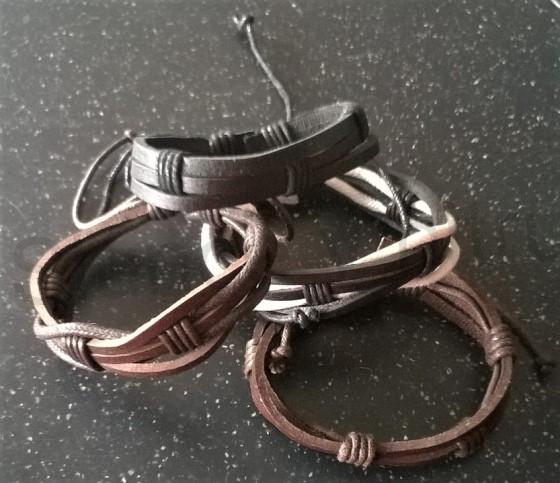 Kožený náramek nastavitelný pletený (BC518)