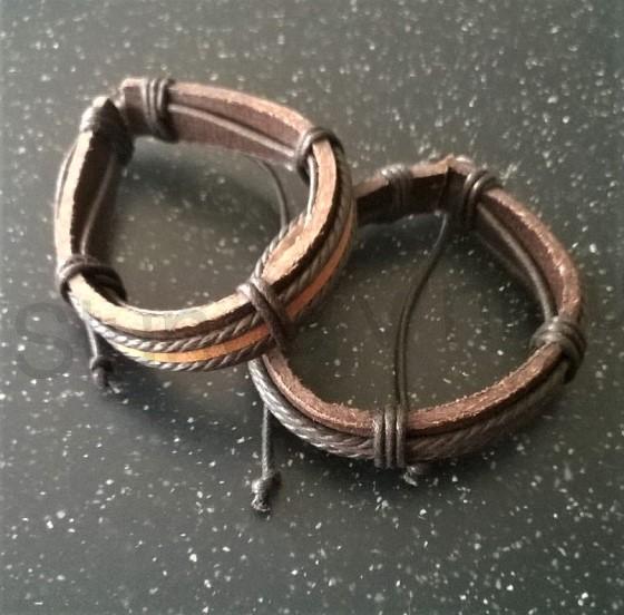 Kožený náramek nastavitelný pletený (BC521)