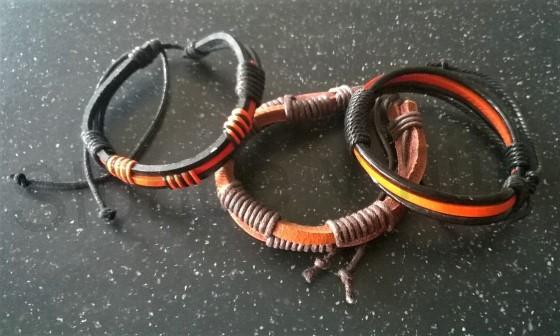 Kožený náramek nastavitelný pletený (BC523)