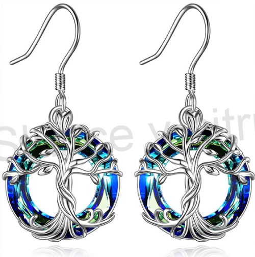 Visací  křišťálové náušnice strom života (BB610)