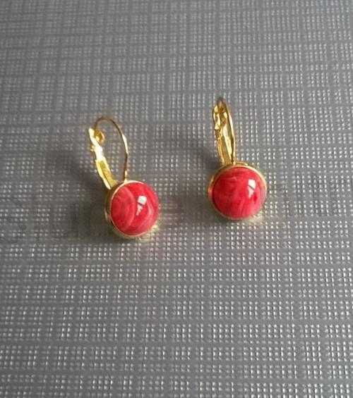 Minerální zlaté Achátové náušnice 10 x 10 mm (X813)