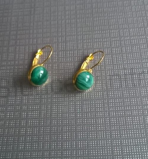 Minerální zlaté achátové náušnice, kabošon 10 mm (X816)