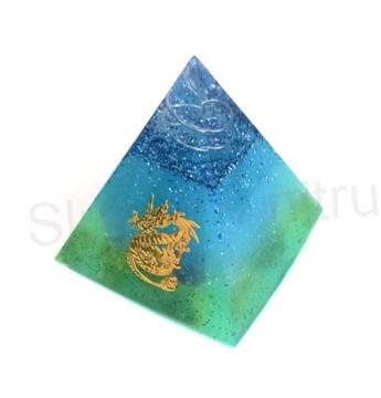 Orgonitová pyramida - blankytné nebe s drakem  5,3 x 5,2 cm (PP165)