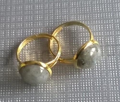 Nastavitelný minerální prsten labradorit velikost kamene 12 mm (X897)