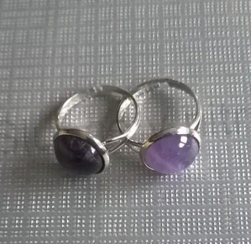 Nastavitelný minerální prsten ametyst 12 x 12 mm (X899)
