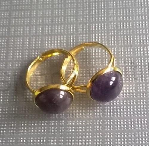 Nastavitelný minerální prsten ametyst 12 x 12 mm (X900)