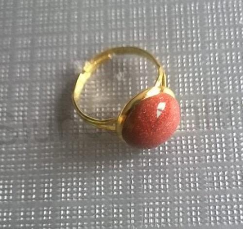 Nastavitelný minerální prsten aventurín 12 x 12 mm (X905)