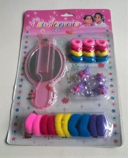 Dívčí sada gumiček do vlasů a hřeben se zrcátkem (H314)