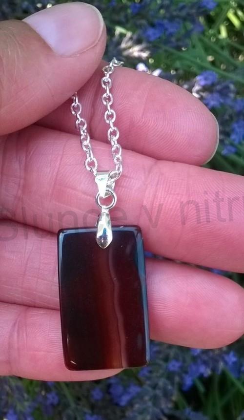 Achátová placička na řetízku (X1176)