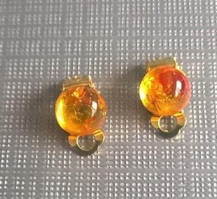 Minerální náušnice klipsy s Jantarem 17,6 x 10 mm (X1191)
