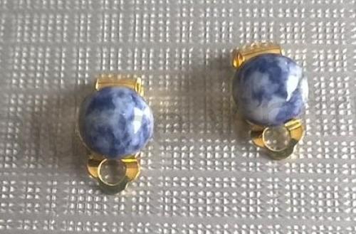 Minerální náušnice klipsy Sodalitové 18,1 x 10 mm (X1194)
