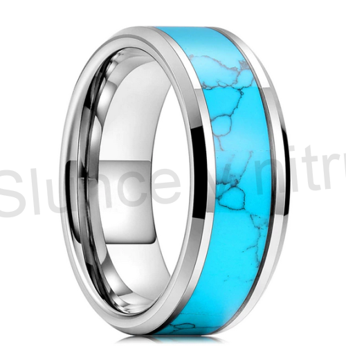 Pánský prsten z chirurgické oceli a tyrkenitu (BP390)