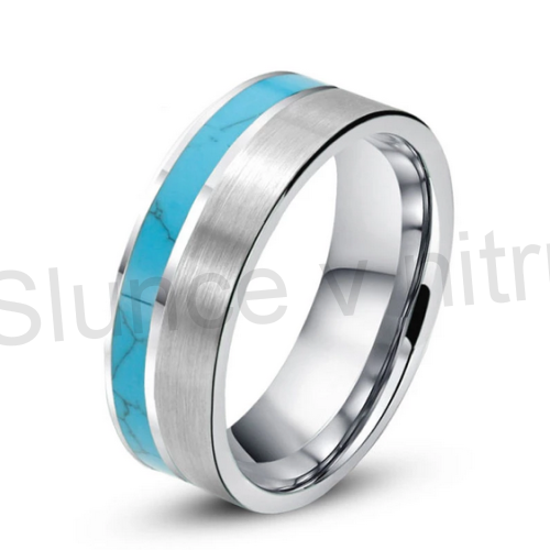 Pánský prsten z chirurgické oceli a tyrkenitu (BP391)