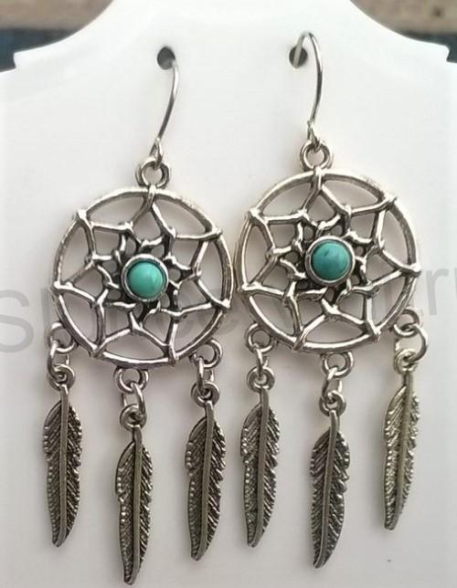 Dlouhé etnické náušnice Lapač snů, snář (BB673)