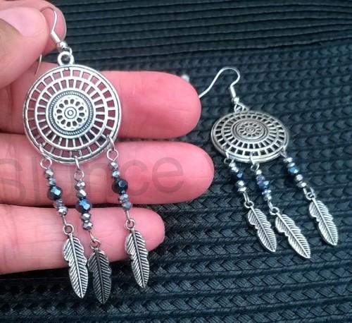 Dlouhé etnické náušnice Lapač snů, snář (BB674)