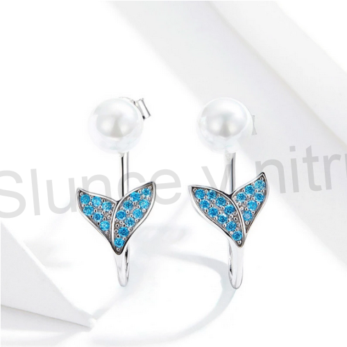 Puzetové náušnice mořská víla s krystaly (BB678)