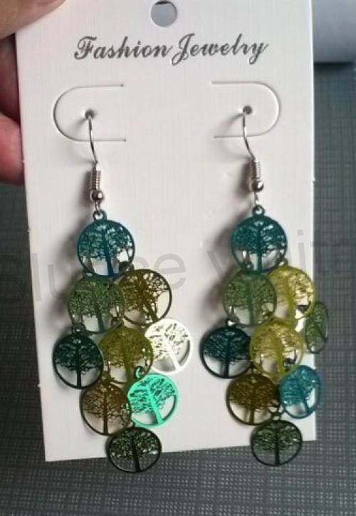 Dlouhé visací náušnice strom života barevné (BB686)