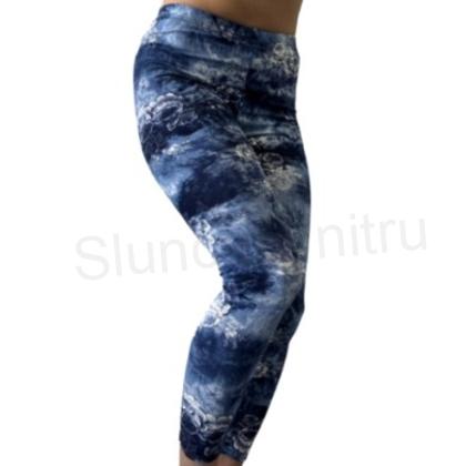 Dámské modré elastické jeans legíny Kytka – více velikostí (K151)