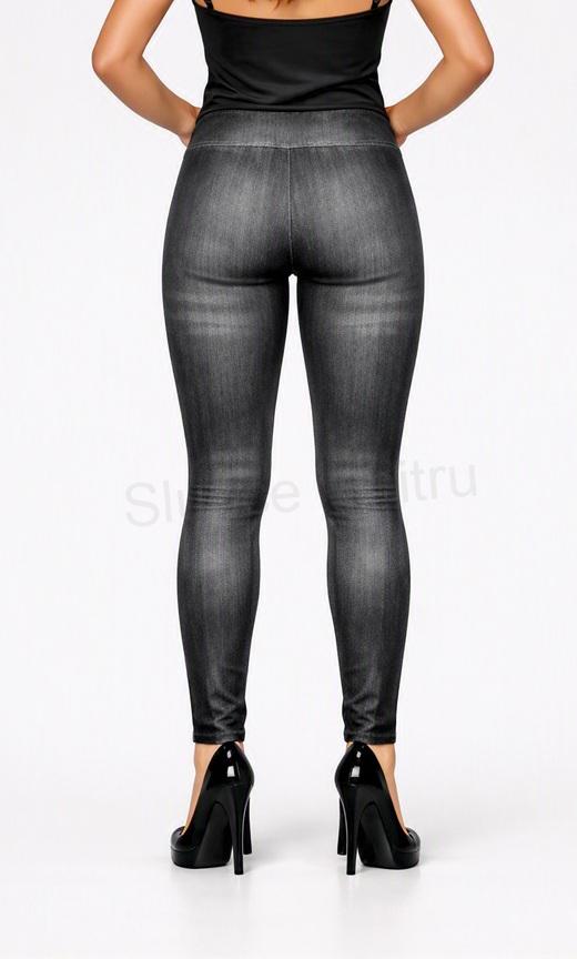 Dámské šedé elastické legíny s jeans vzorem – více velikostí (K152)
