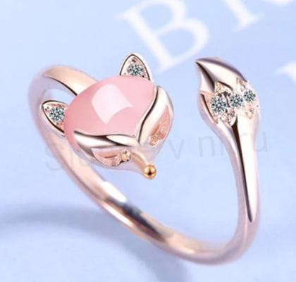 Nastavitelný prsten Liška - Fox s kočičím okem (BP401)