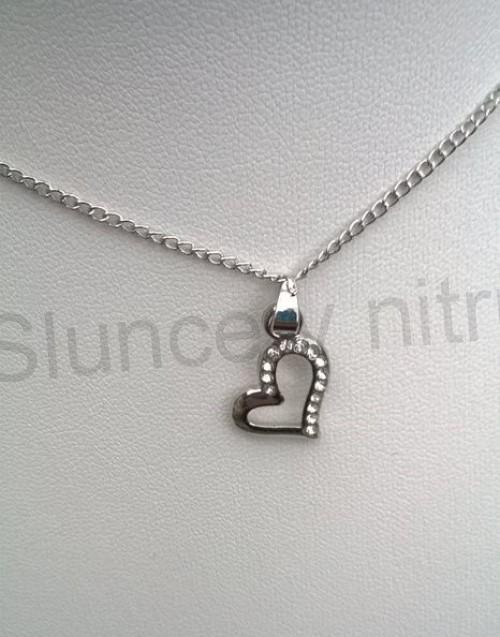 Náhrdelník s přívěškem Srdce, srdíčko s čirými kamínky (BD585)