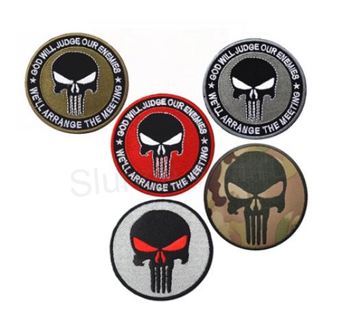 Vojenská našivka - Punisher na suchý zip včetně nášivky šedá číslo 2 (C632)