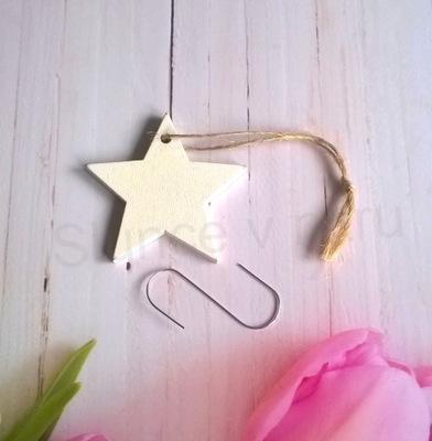 Dřevěná vánoční ozdoba hvězda bílá (H367)