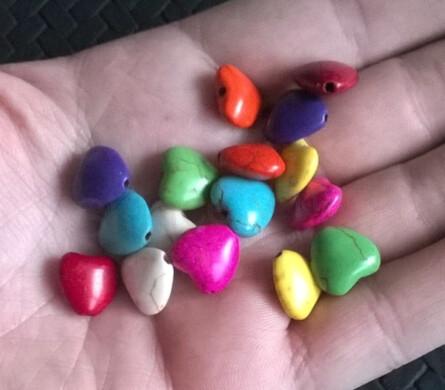 Tyrkysové srdce z minerálů - 12 x11 mm žluté (X1247)