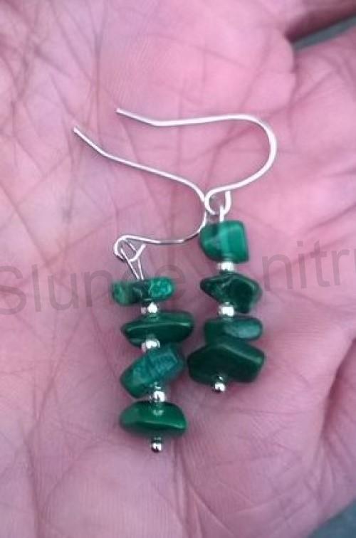 Minerální postříbřené náušnice Malachitové (X1250)