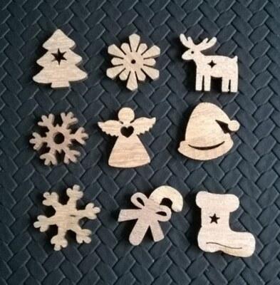 Dřevěné výřezy - ozdoby mix 9 kusů v balení (V109)