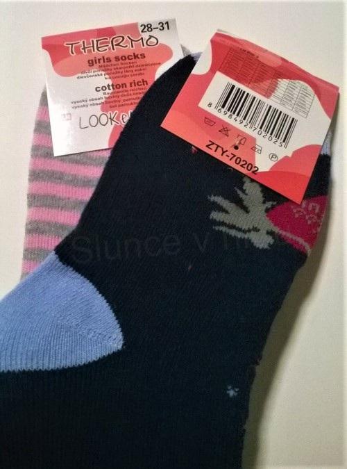 Dívčí teplé bavlněné Thermo ponožky velikost 28 - 31 šedé (W159)