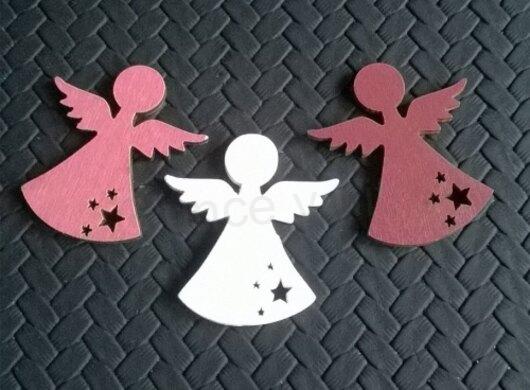 Dřevěné výřezy - vánoční ozdoby andílci bílé (V115)
