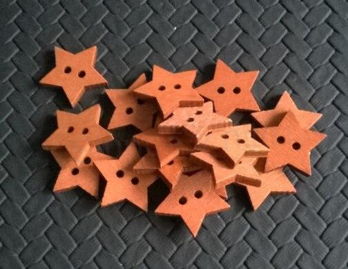 Dřevěné výřezy - hvězdička knoflík 2 cm hnědý (V121)